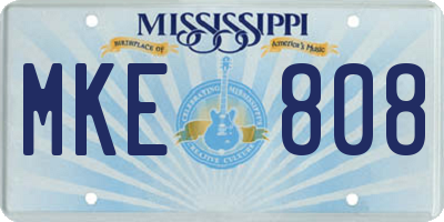MS license plate MKE808
