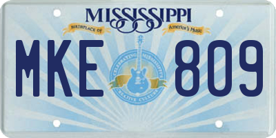 MS license plate MKE809