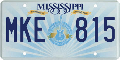 MS license plate MKE815