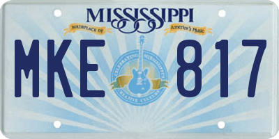 MS license plate MKE817