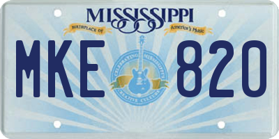 MS license plate MKE820