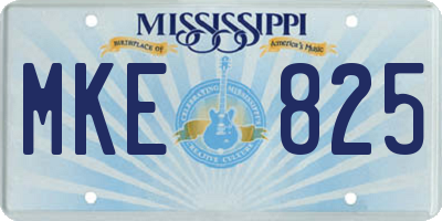 MS license plate MKE825