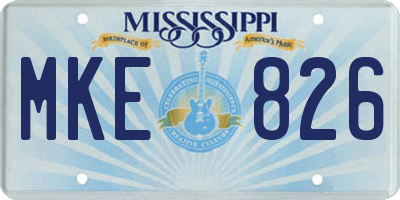 MS license plate MKE826