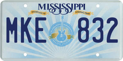 MS license plate MKE832