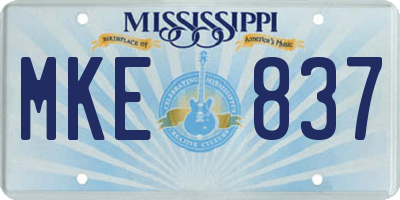 MS license plate MKE837
