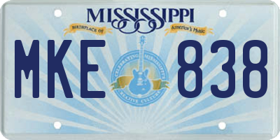 MS license plate MKE838