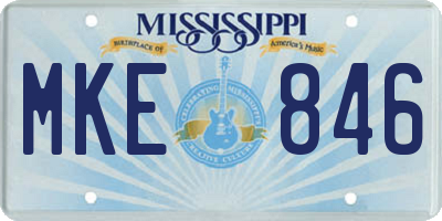 MS license plate MKE846