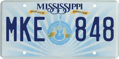 MS license plate MKE848