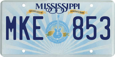 MS license plate MKE853