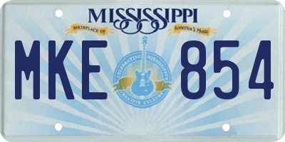 MS license plate MKE854