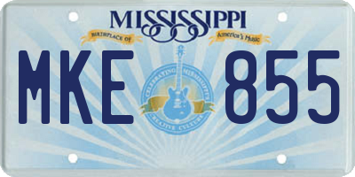 MS license plate MKE855