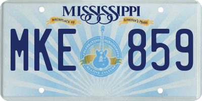MS license plate MKE859