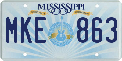MS license plate MKE863