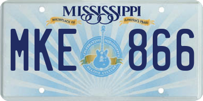 MS license plate MKE866