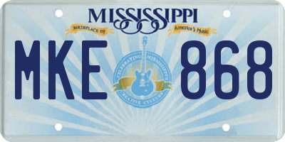 MS license plate MKE868