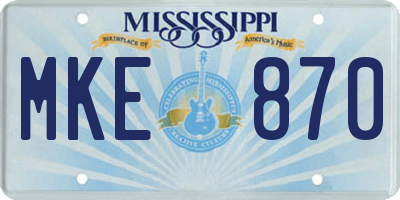 MS license plate MKE870