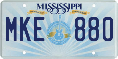 MS license plate MKE880