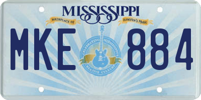 MS license plate MKE884