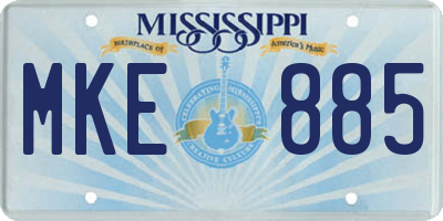 MS license plate MKE885