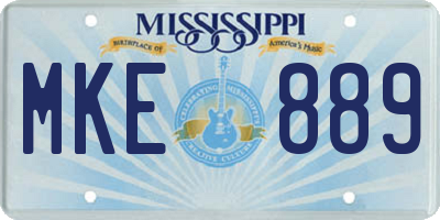 MS license plate MKE889