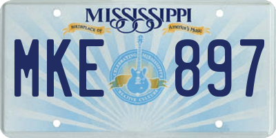 MS license plate MKE897