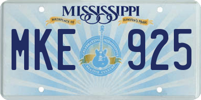 MS license plate MKE925