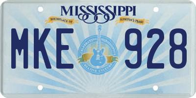 MS license plate MKE928