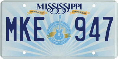 MS license plate MKE947