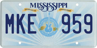 MS license plate MKE959