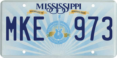 MS license plate MKE973