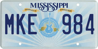 MS license plate MKE984