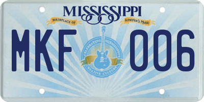 MS license plate MKF006