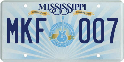 MS license plate MKF007