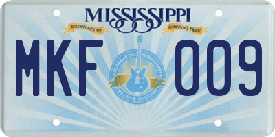 MS license plate MKF009