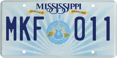 MS license plate MKF011