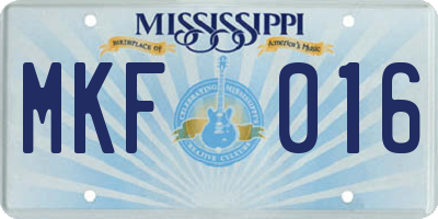 MS license plate MKF016