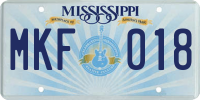 MS license plate MKF018