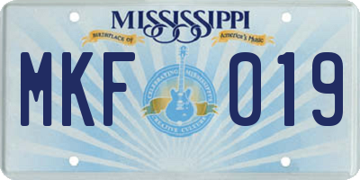 MS license plate MKF019
