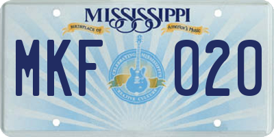 MS license plate MKF020