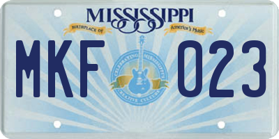 MS license plate MKF023