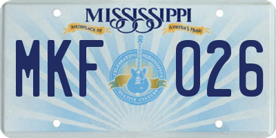 MS license plate MKF026