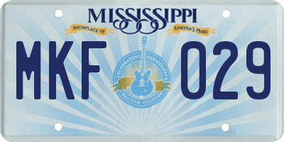 MS license plate MKF029