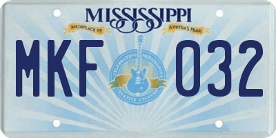 MS license plate MKF032