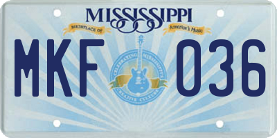 MS license plate MKF036