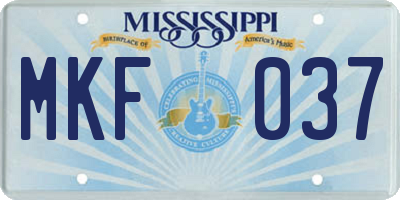 MS license plate MKF037