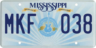 MS license plate MKF038