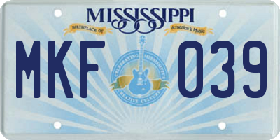 MS license plate MKF039