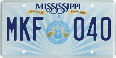 MS license plate MKF040
