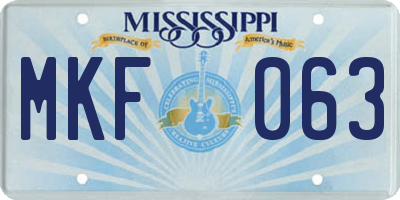 MS license plate MKF063