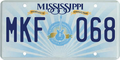MS license plate MKF068